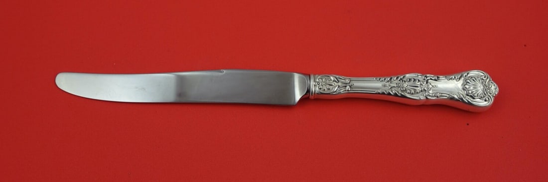 Gorham King George Sterling Silver Dinner Knife 9 5/8 inch: Gorham King George Sterling Silver Dinner Knife 9 5/8 inch This exquisite dinner knife features the elegant King George pattern by Gorham, crafted from high-quality sterling silver. The knife showcase