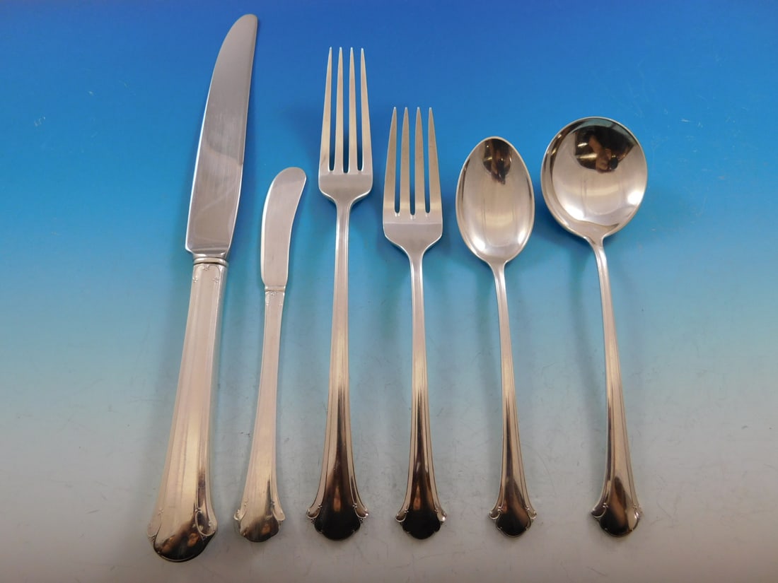 Towle Chippendale Sterling Silver Flatware Set for 8 - 59 Pieces with Storage Chest: Towle Chippendale Sterling Silver Flatware Set for 8 - 59 Pieces with Storage Chest This exquisite Chippendale flatware set by Towle is crafted from sterling silver and designed to serve eight, featur