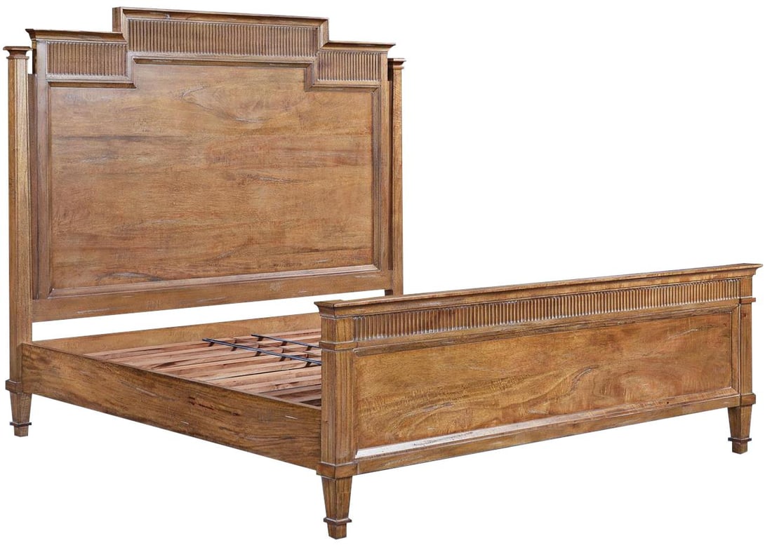 St Denis Solid Mango Wood King Bed Beachwood Finish: St Denis Solid Mango Wood King Bed Beachwood Finish Transform your bedroom with this stunning Solid Mango Wood King Bed, designed perfectly for coastal homes. Featuring a beautiful Beachwood finish, t