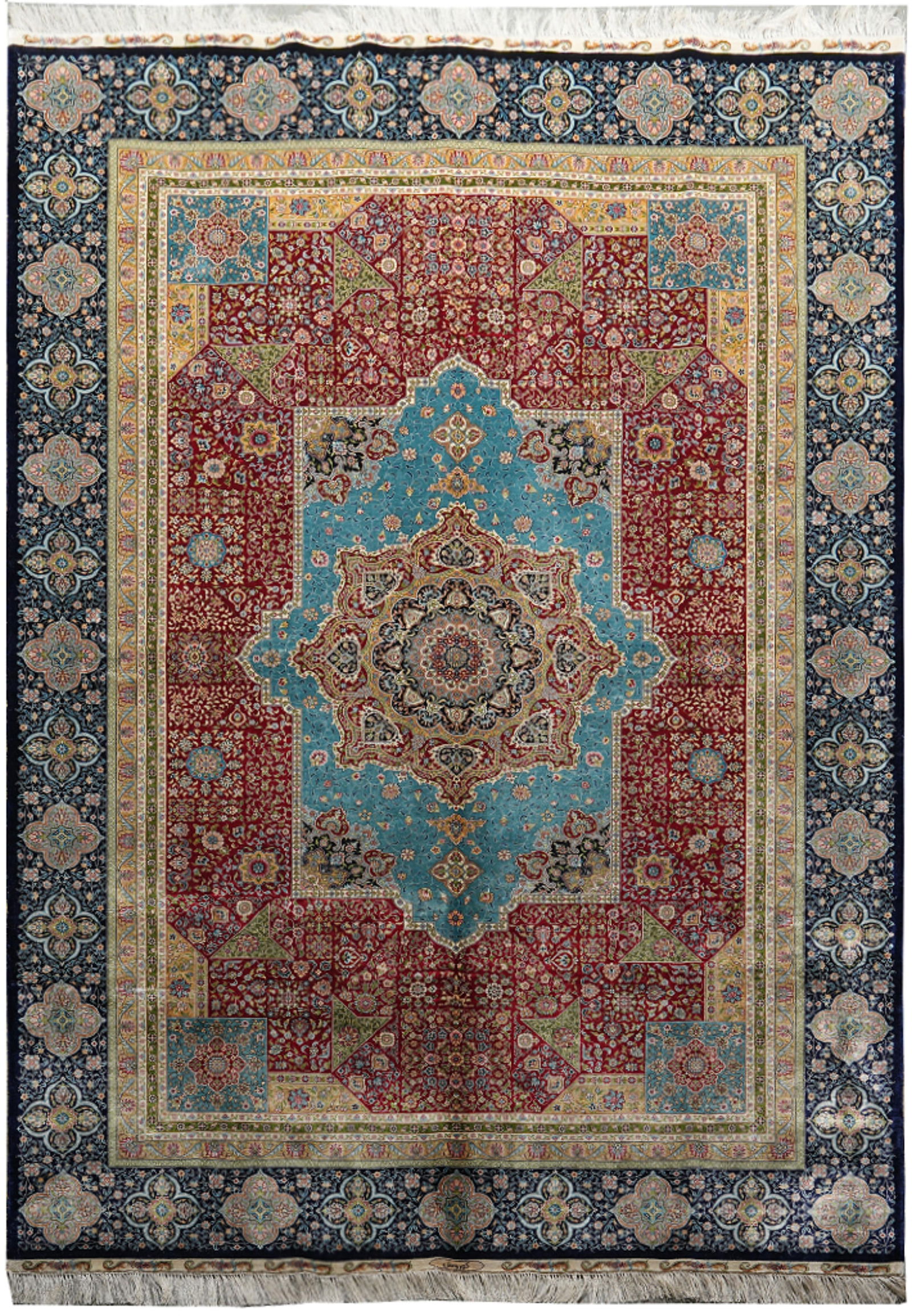 6 x 9 Silk Mohtasham Modern Handmade Rug Elegant Artisan Design (1 of 11)