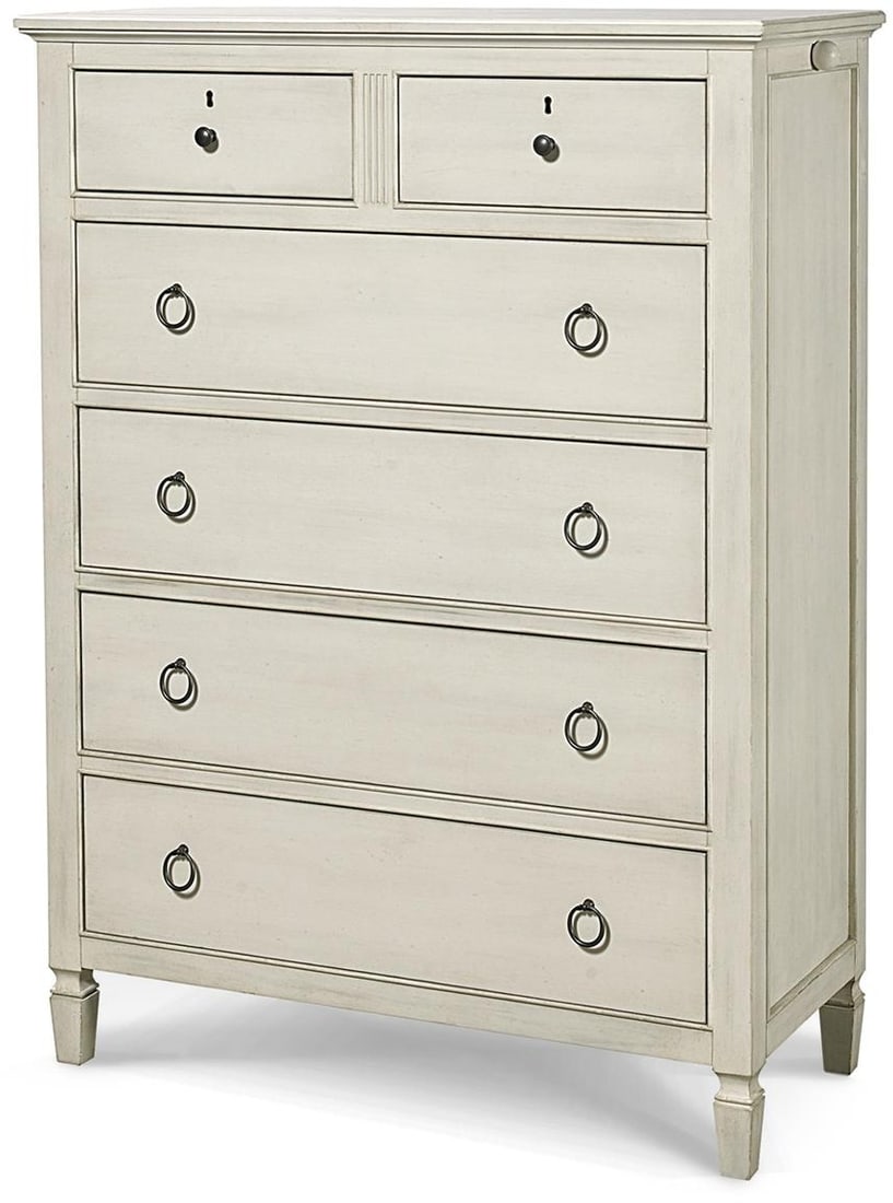 Universal Summer Hill Cotton Finish Six-Drawer Chest: Universal Summer Hill Cotton Finish Six-Drawer Chest This Traditional Six-Drawer Cotton Chest offers ample storage and a classic English traditional style, perfect for any home. Crafted as part of the