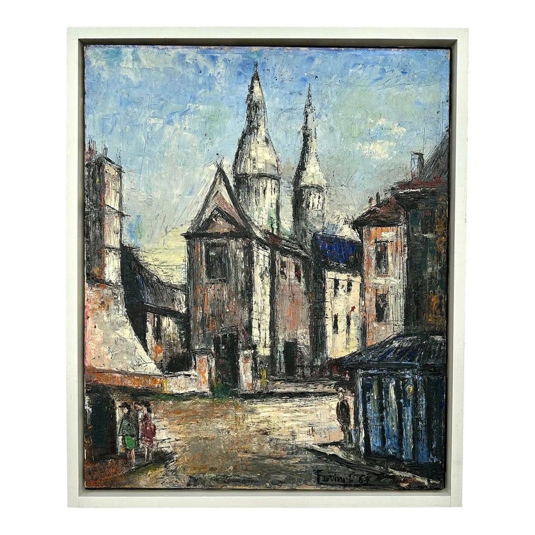 Architectural Impasto Oil Painting on Canvas with Artist Signature Boho Vintage: Architectural Impasto Oil Painting on Canvas with Artist Signature Boho Vintage This vintage Boho original architectural oil impasto on canvas is a highly unique and expressive artwork. Featuring a bl