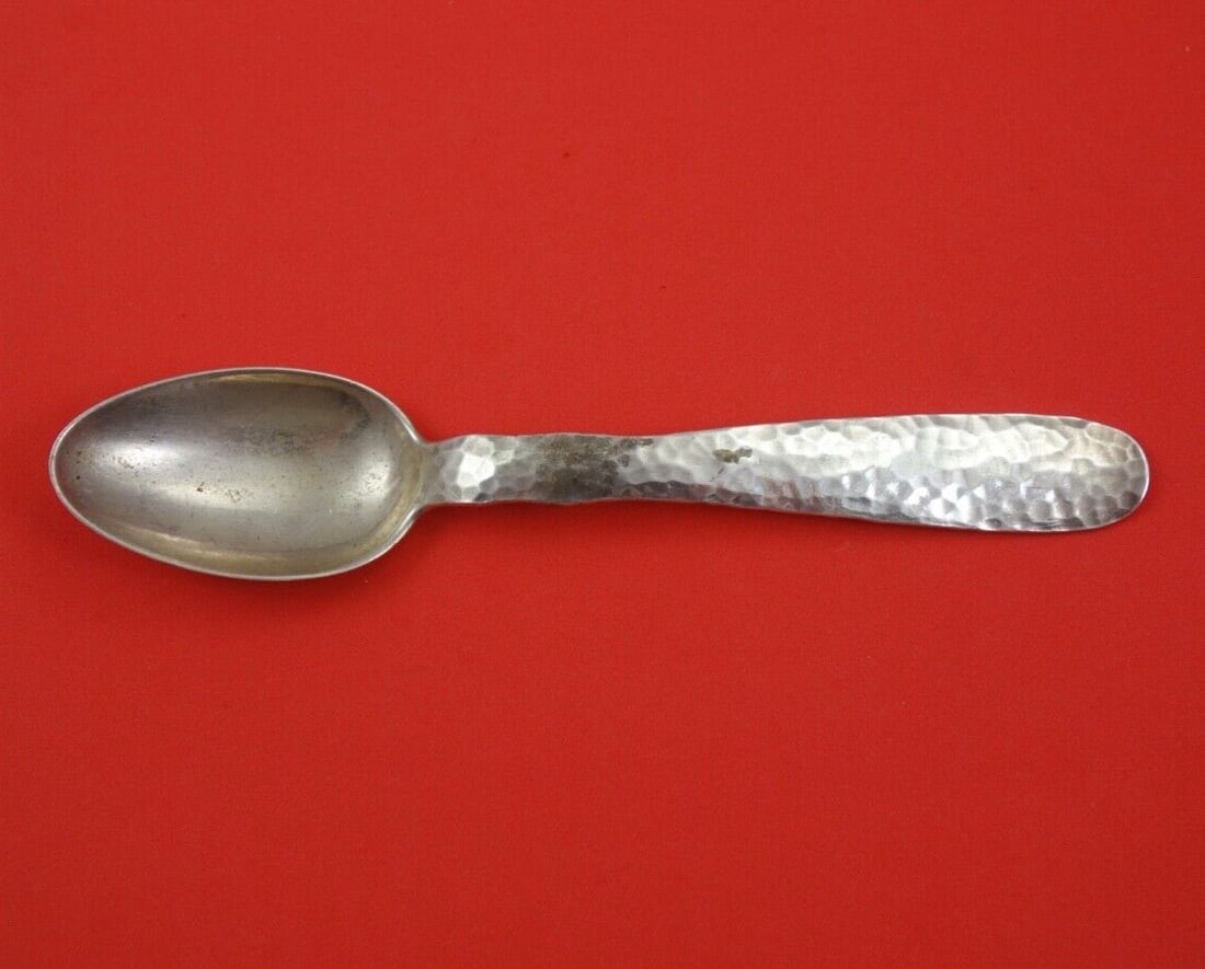 Tiffany & Co Lap Over Edge Hammered Sterling Silver Teaspoon 6 5/8 inches: Tiffany & Co Lap Over Edge Hammered Sterling Silver Teaspoon 6 5/8 inches This exquisite Lap Over Edge Hammered teaspoon by Tiffany & Co. showcases the timeless elegance of sterling silver craftsmansh