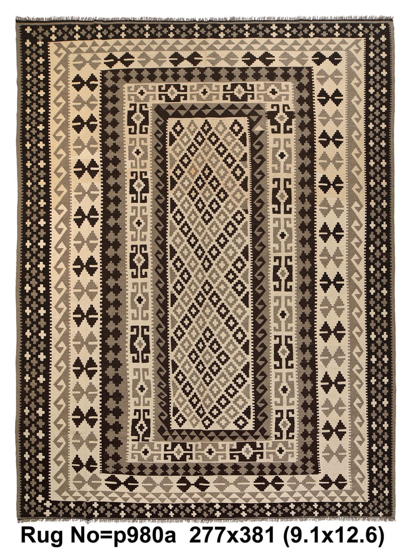 Modern Handmade Kilim Rug 9.1 x 12.6 ft: Modern Handmade Kilim Rug 9.1 x 12.6 ft Free continental US Shipping Enhance your living space with this stunning Modern Handmade Flat-Weave Kilim Rug, measuring 9.1 x 12.6 feet. Crafted with care, th