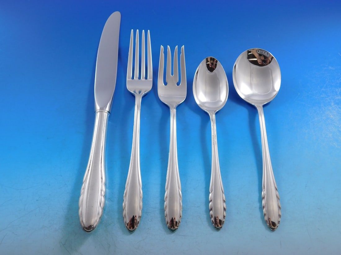 Gorham Lyric Sterling Silver Flatware Set for 8 - 46 Pieces with Storage Chest: Gorham Lyric Sterling Silver Flatware Set for 8 - 46 Pieces with Storage Chest Enhance your dining experience with this exquisite 46-piece flatware set from Gorham, featuring the elegant Lyric pattern