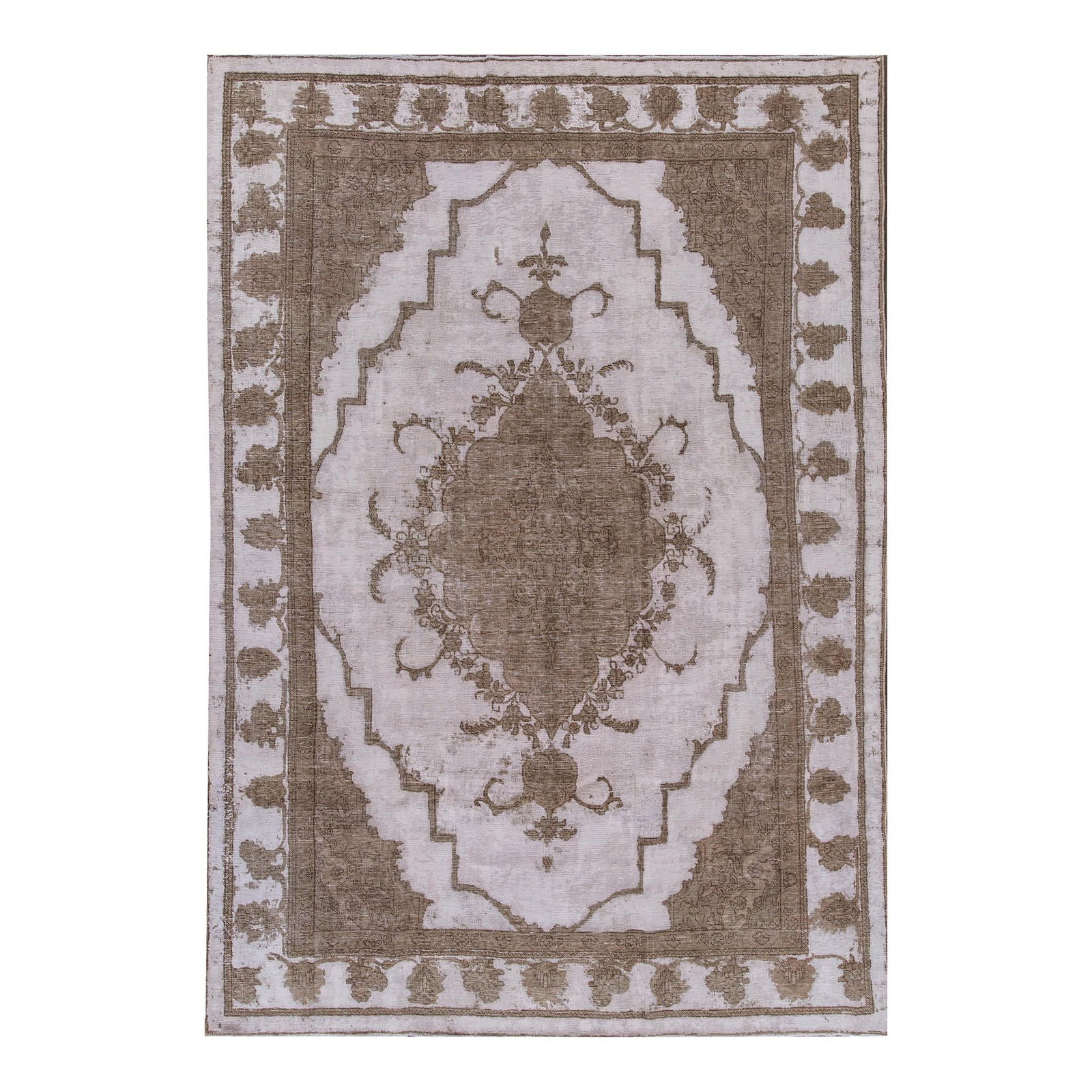 1960s Persian Tabriz Handmade Brown Wool Rug 7'06 x 11'02: 1960s Persian Tabriz Handmade Brown Wool Rug 7'06 x 11'02 This exquisite vintage Persian Tabriz rug showcases a stunning hand-knotted wool construction with a rich brown field and elegant gray accents