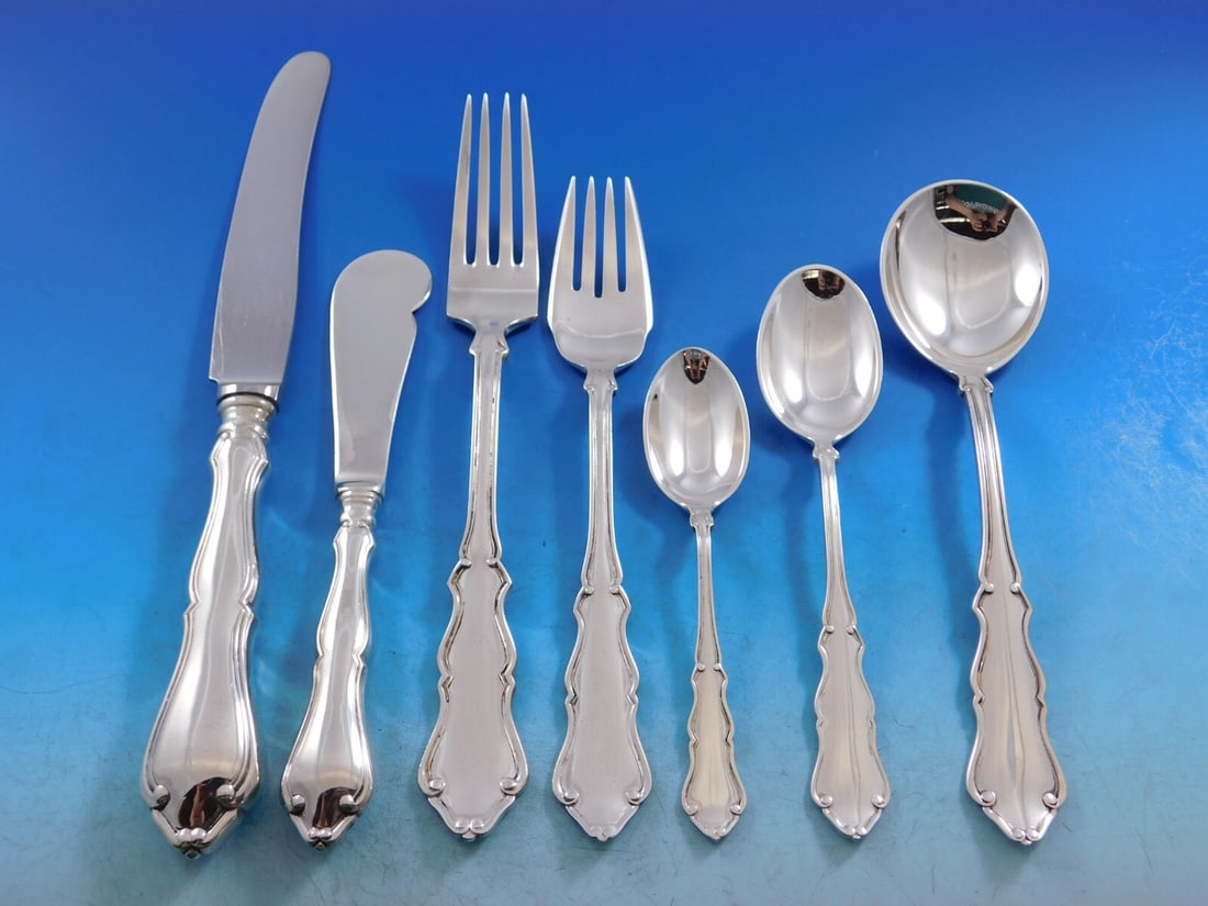 Rare Holberg 59 Piece Danish Sterling Silver Flatware Set by A. Dragsted for 12: Rare Holberg 59 Piece Danish Sterling Silver Flatware Set by A. Dragsted for 12 Discover the exquisite Holberg flatware set by A. Dragsted, a remarkable collection of Danish sterling silver designed f