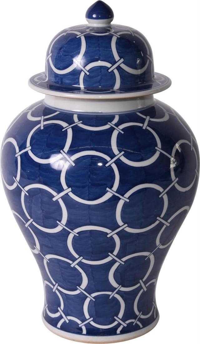Handmade Indigo Blue Ceramic Temple Jar Chinoiserie Style: Handmade Indigo Blue Ceramic Temple Jar Chinoiserie Style This exquisite Indigo Blue Temple Jar showcases artisanal craftsmanship, perfect for adding a touch of elegance to your decor. Standing at 18