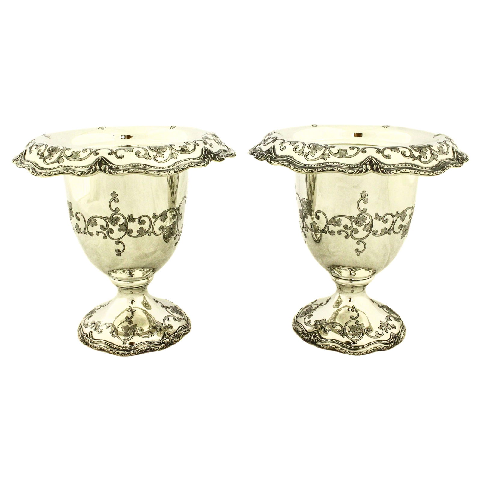 Shreve & Co Sterling Silver Urn Vases Set of 2 1910 (1 of 7)