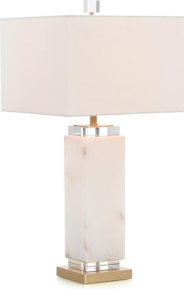 John-Richard Regency Style Alabaster Lamp with Brass Accent: John-Richard Regency Style Alabaster Lamp with Brass Accent Illuminate your space with this elegant column table lamp, featuring a stunning alabaster glass base complemented by brass accents. The lamp