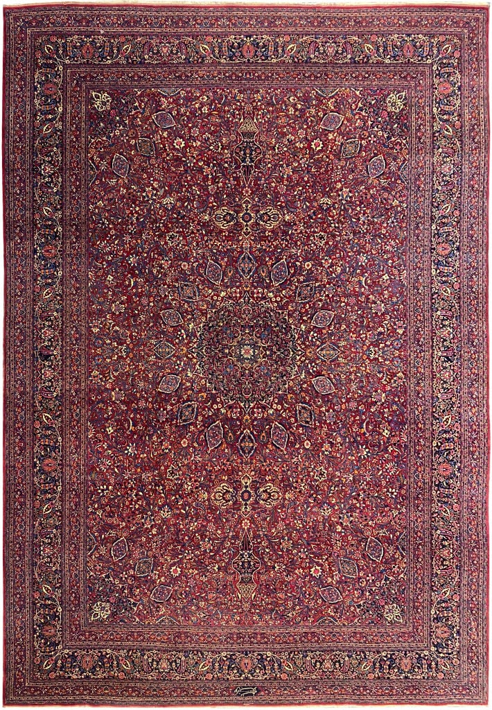 Signed Antique Persian Khorassan Rug 11.11 x 16.2 ft (1 of 12)
