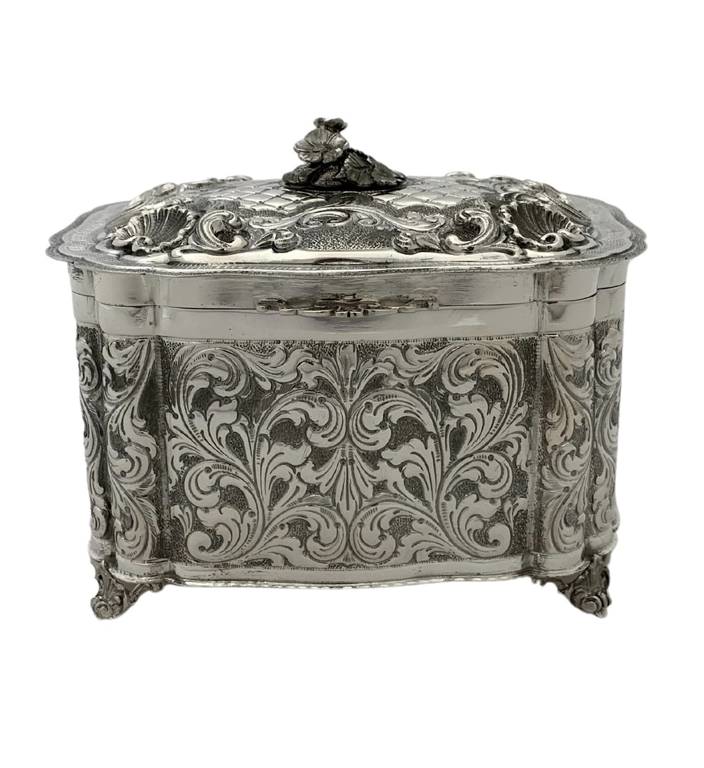 Handmade Italian 925 Sterling Silver Floral Leaf Esrog Box (1 of 5)