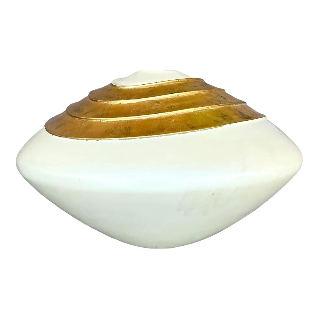 Vintage Boho Studio Pottery Vase 22.25 Round 13 Tall: Vintage Boho Studio Pottery Vase 22.25 Round 13 Tall Elevate your interior decor with this Vintage Boho Monumental Studio Pottery Vase. This stunning piece features a bold UFO-like silhouette, complet