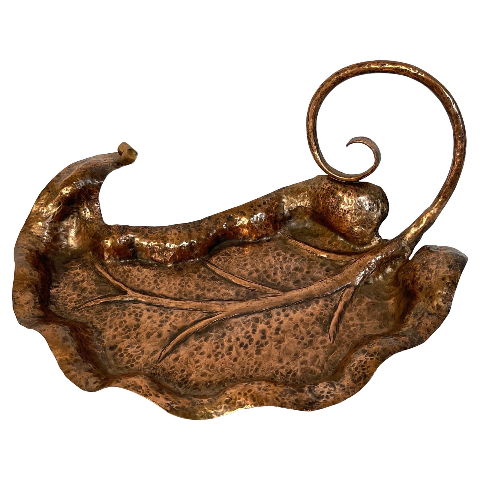 Austrian Secessionist 1920s Hand-Forged Copper Leaf Bowl (1 of 12)