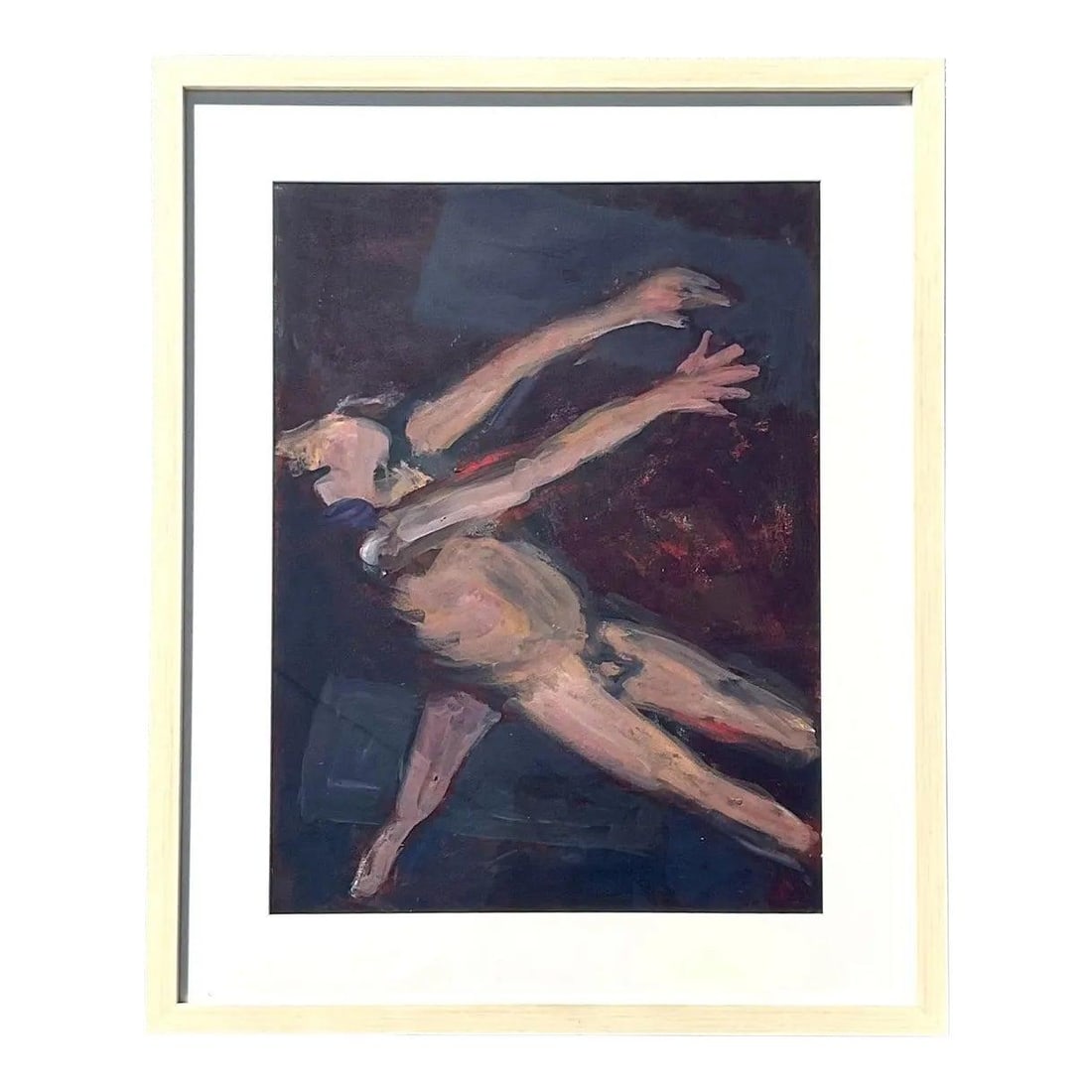 Framed Original Nude Oil Painting on Paper in Bohemian Style: Framed Original Nude Oil Painting on Paper in Bohemian Style This vintage boho original nude oil painting on paper features expressive brushstrokes and a rich palette, capturing the movement and emoti