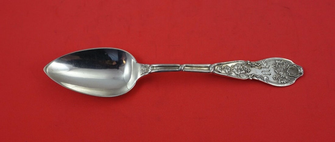 Wood & Hughes Sterling Silver Soup Spoon Old Vineyard Grape Design 7 1/4": Wood & Hughes Sterling Silver Soup Spoon Old Vineyard Grape Design 7 1/4" This exquisite Wood and Hughes sterling silver place soup spoon features a beautiful Old Vineyard design with a grape motif. M