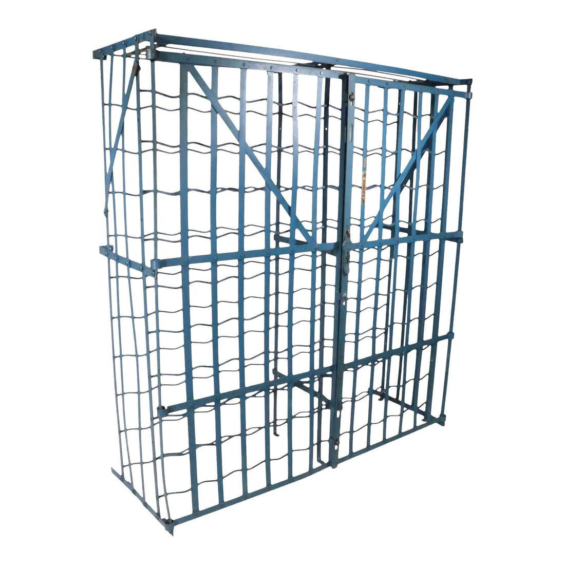 1930s Rigidex Industrial Iron Wine Rack Blue for 100 Bottles (1 of 10)