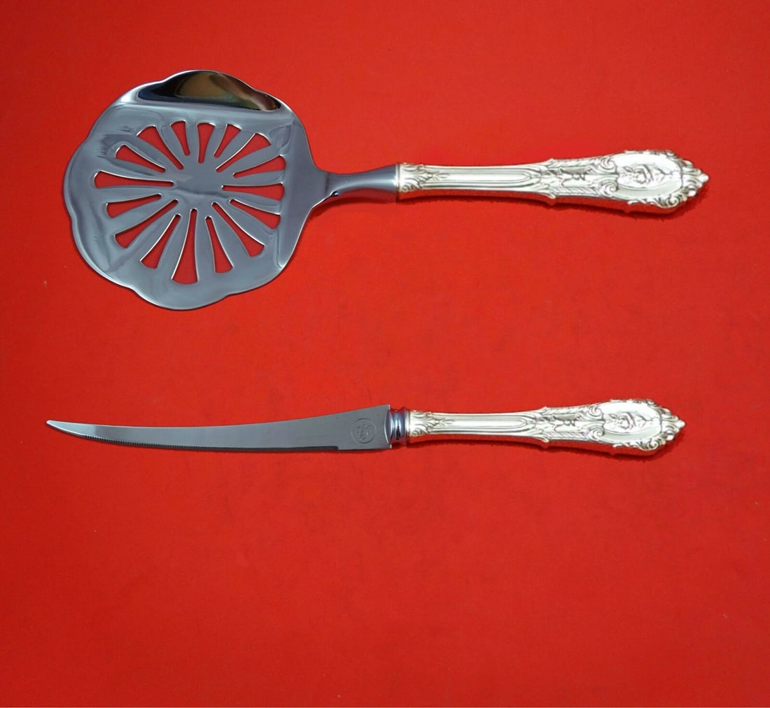Wallace Rose Point Sterling Silver Tomato Serving Set 2pc Custom Made: Wallace Rose Point Sterling Silver Tomato Serving Set 2pc Custom Made This exquisite Rose Point by Wallace Sterling Silver Tomato Serving Set is a perfect addition to your dining collection. Crafted f
