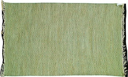 Green Diamonds 10x14 Hand-Woven Wool Rug Arts and Crafts Style: Green Diamonds 10x14 Hand-Woven Wool Rug Arts and Crafts Style Enhance your living space with this stunning Artistic Green Diamonds Wool Rug, measuring 10x14 feet. This exquisite flat weave rug featur