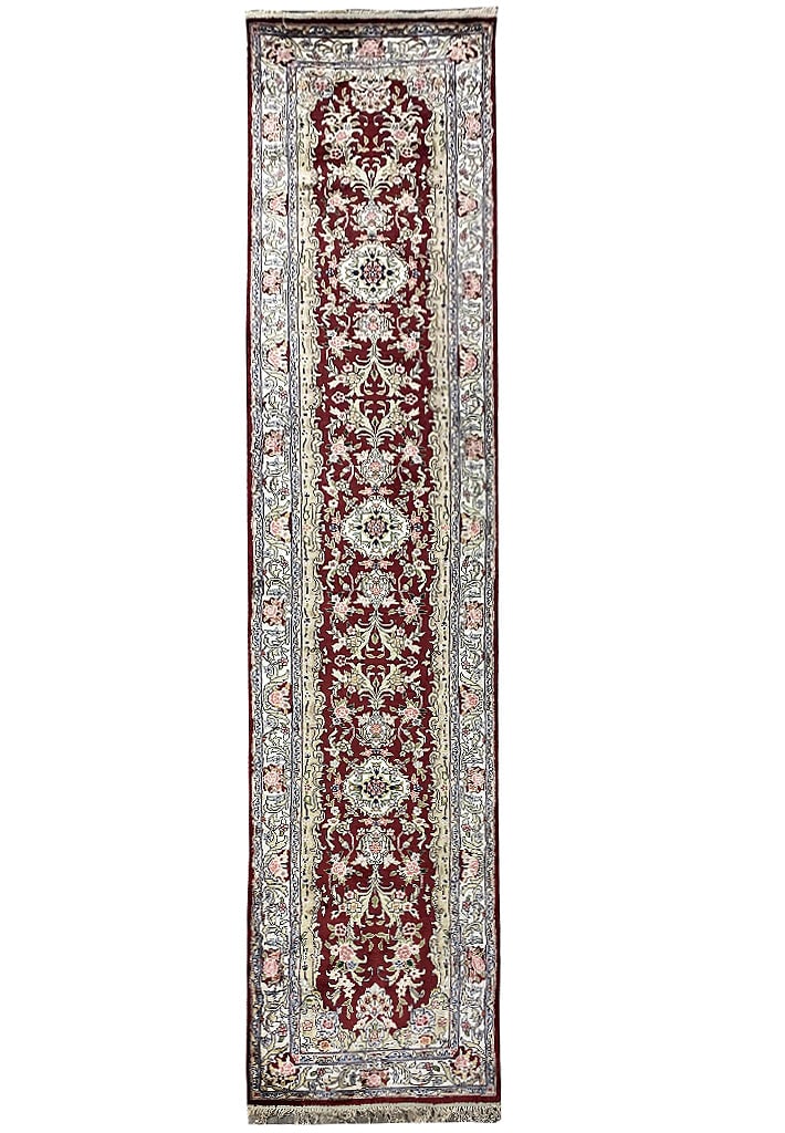 Handmade Burgundy Bamboo Silk Runner Rug 12 Feet: Handmade Burgundy Bamboo Silk Runner Rug 12 Feet Free continental US Shipping Enhance your space with this exquisite 12-foot handmade runner crafted from bamboo silk, featuring a rich burgundy hue. Th