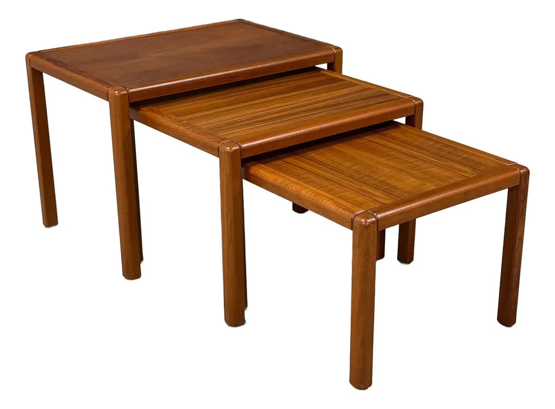 1960s Danish Modern Teak Nesting Tables Set of 3 Mid Century (1 of 6)