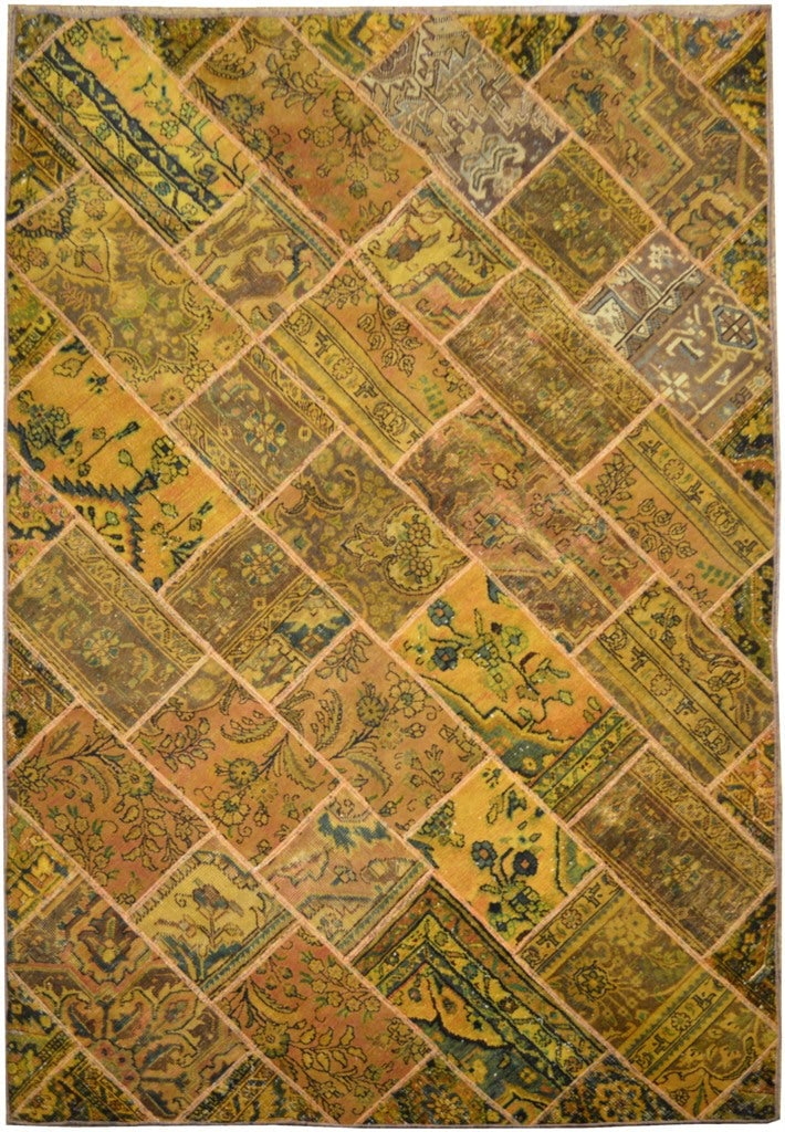 Handcrafted Persian Rug 6'2 x 9'2 Multi Color Silk-Like Pile: Handcrafted Persian Rug 6'2 x 9'2 Multi Color Silk-Like Pile Free continental US Shipping Enhance your space with this exquisite 6.2 x 9.2 Multi Color Persian Golden Patchwork Rug, handcrafted by skil