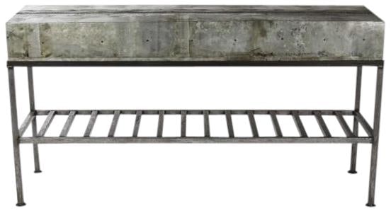 Zentique Burke Oyster Gray Console Table in Patched Recycled Metal (1 of 2)