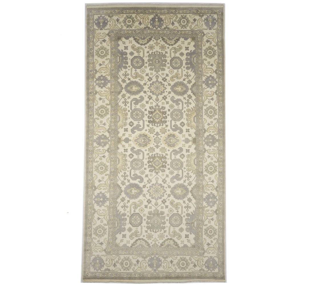Oversized Hand-Knotted Wool Oushak Chobi Rug 8'1 x 15'11 Floral Design: Oversized Hand-Knotted Wool Oushak Chobi Rug 8'1 x 15'11 Floral Design This beautifully crafted oversized hand-knotted wool Oushak Chobi rug features a muted floral design, making it an elegant additi