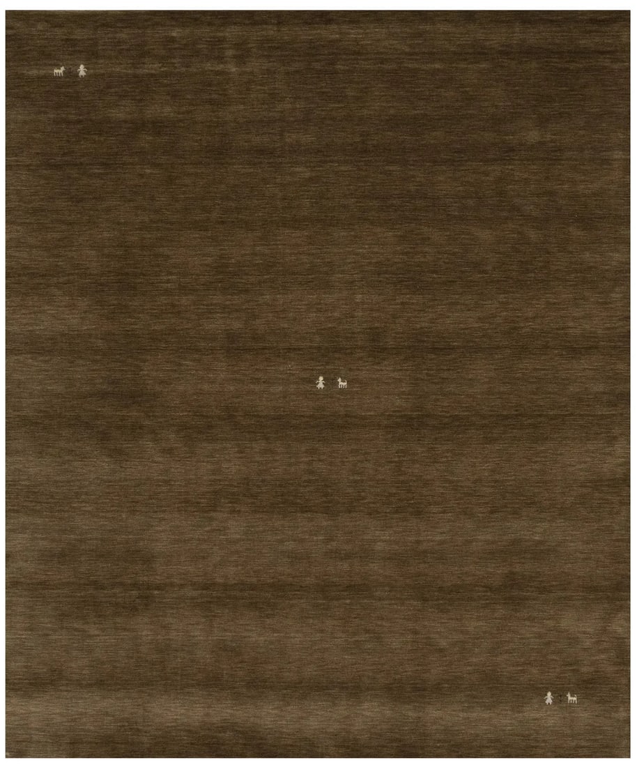 Hand-Loomed Brown Gabbeh Wool Rug 8'2 x 9'9 Modern Tribal Style: Hand-Loomed Brown Gabbeh Wool Rug 8'2 x 9'9 Modern Tribal Style This 8x10 modern Gabbeh area rug features a hand-loomed wool construction with a brown tribal pictorial design. Its rectangular shape an