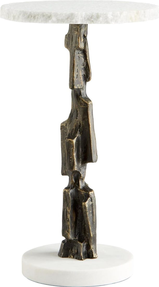 Cyan Amida Bronze Iron Marble Side Table 20.75H 12W 12L: Cyan Amida Bronze Iron Marble Side Table 20.75H 12W 12L This exquisite traditional bronze decor piece is a stunning addition to any space, perfect for enhancing your home with elegance. Crafted from d