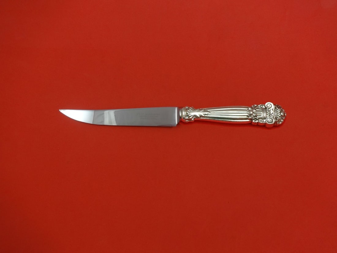 Towle Georgian Sterling Silver Custom Steak Knife 8.5 Inch: Towle Georgian Sterling Silver Custom Steak Knife 8.5 Inch Indulge in the elegance of the Georgian pattern by Towle with this custom-made sterling silver steak knife. Measuring 8 1/2 inches, this knif