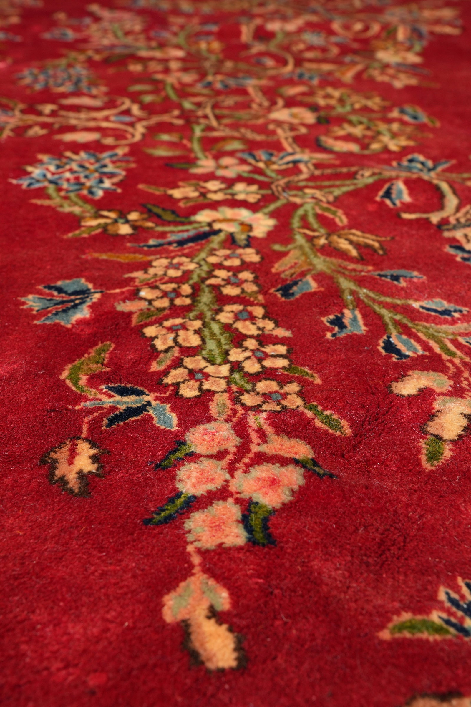 Authentic Persian Kerman Rug Hand Knotted Wool 12.10 x 14.10 Open Red Field - 11