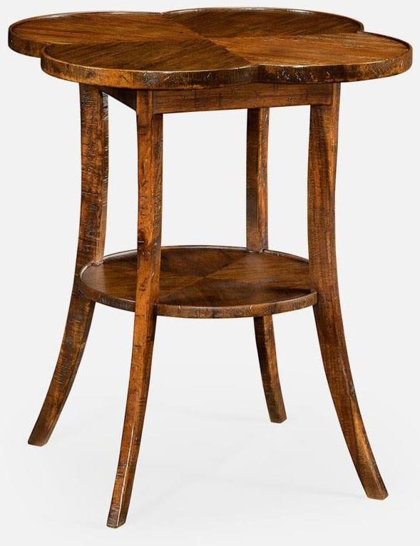 Jonathan Charles Quatrefoil Walnut Lamp Table Country Farmhouse: Jonathan Charles Quatrefoil Walnut Lamp Table Country Farmhouse Introducing an elegant walnut lamp table featuring a distinctive quatrefoil design, ideal for enhancing your home decor. This table is c