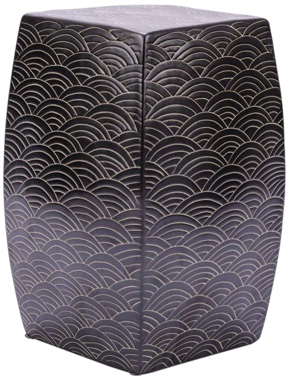 Chinoiserie Black Porcelain Garden Stool 19 Handmade: Chinoiserie Black Porcelain Garden Stool 19 Handmade This elegant garden stool is crafted from high-quality porcelain, showcasing a stunning Chinoiserie style that adds a sophisticated touch to any ou