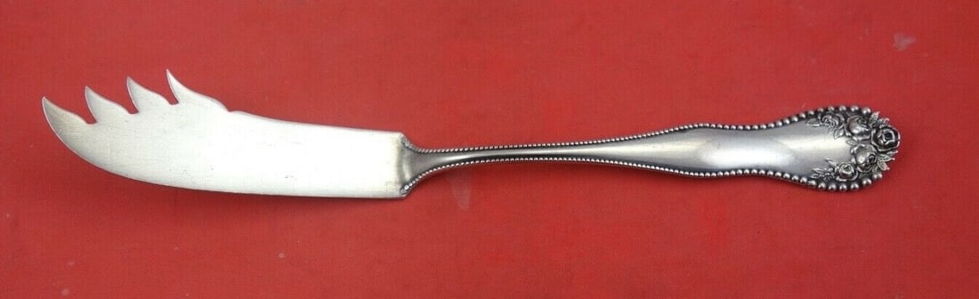 Gorham Lancaster Sterling Silver Cheese Knife with Pick 8 Inch: Gorham Lancaster Sterling Silver Cheese Knife with Pick 8 Inch This exquisite cheese knife, crafted by Gorham in the elegant Lancaster pattern, showcases a timeless design that reflects the craftsmans