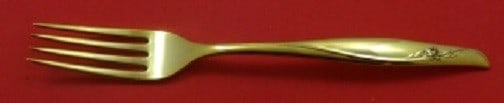 Gorham Sea Rose Vermeil Sterling Silver Fork 7.5 Gold Finish: Gorham Sea Rose Vermeil Sterling Silver Fork 7.5 Gold Finish This exquisite Sea Rose Vermeil fork by Gorham features a stunning rose pattern, crafted from high-quality sterling silver and finished wit