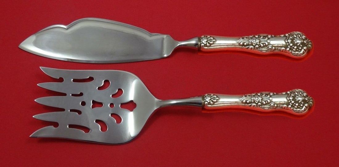 Dominick & Haff New King Sterling Silver 2 Piece Fish Serving Set: Dominick & Haff New King Sterling Silver 2 Piece Fish Serving Set Enhance your dining experience with this exquisite 2-piece fish serving set from Dominick & Haff in the elegant New King pattern. Craf