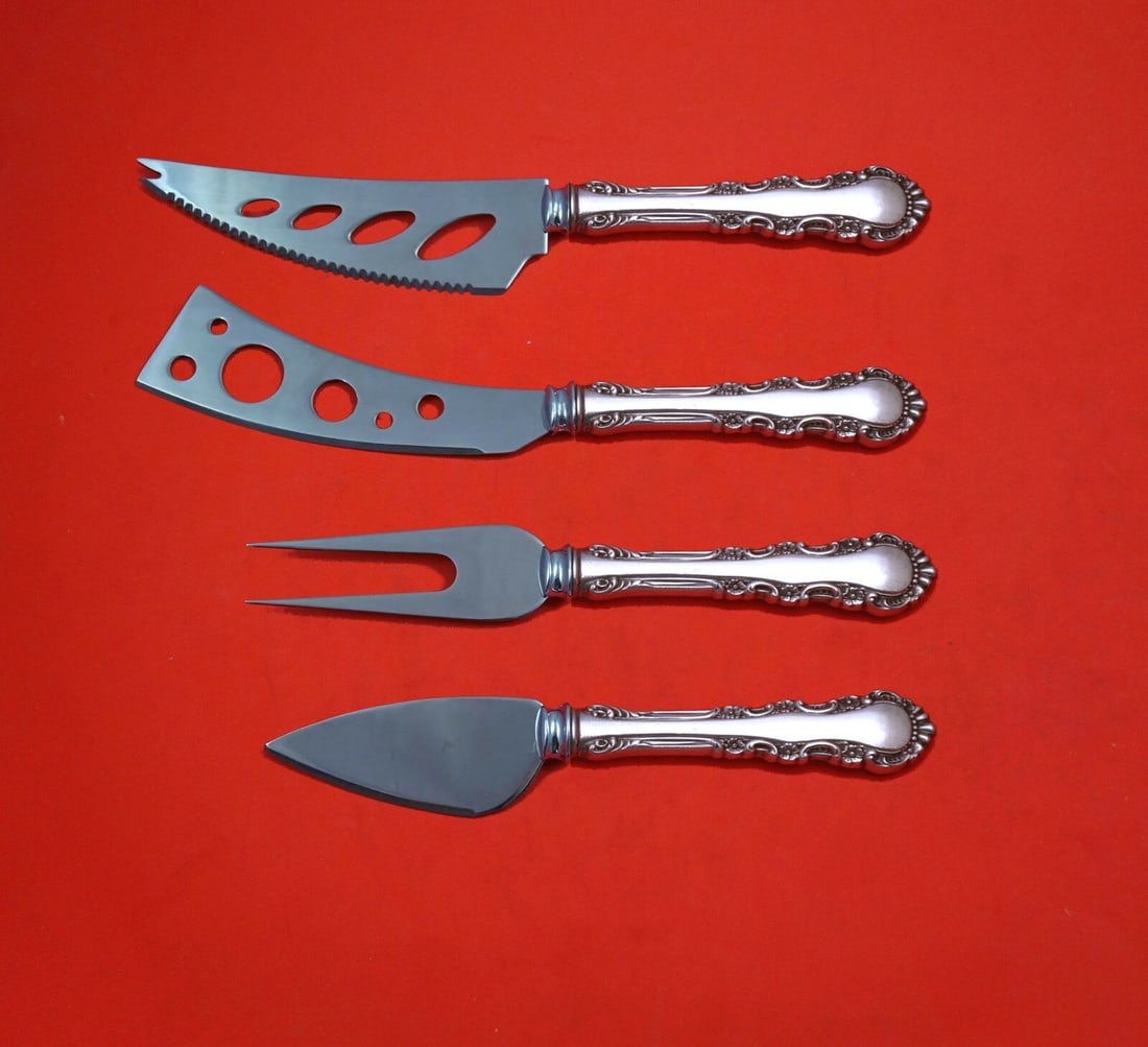 Reed and Barton Georgian Rose Sterling Silver 4-Piece Charcuterie Set: Reed and Barton Georgian Rose Sterling Silver 4-Piece Charcuterie Set Introducing the exquisite Georgian Rose Deluxe Charcuterie Set by Reed and Barton, crafted from high-quality sterling silver with