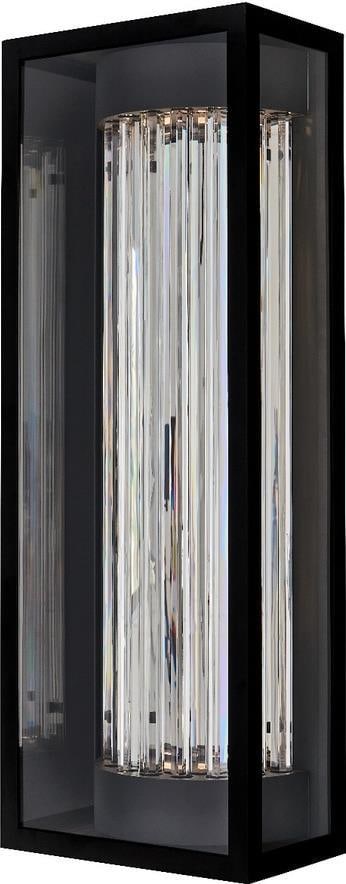 Kalco Contemporary Outdoor Wall Sconce with Crystal Accents: Kalco Contemporary Outdoor Wall Sconce with Crystal Accents Illuminate your outdoor space with this stunning Outdoor Wall Sconce featuring exquisite crystal accents. Crafted with a modern flair, this