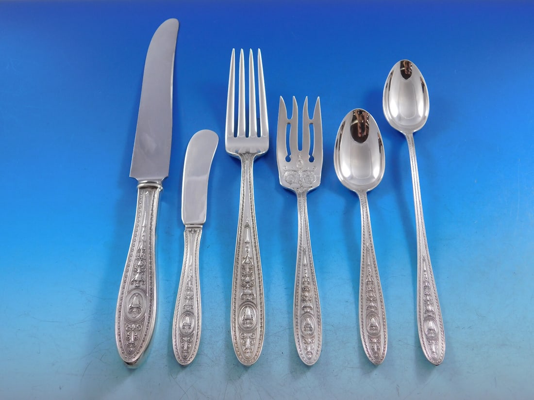 Wedgwood Sterling Silver Flatware Set for 8 51 pcs International Silver: Wedgwood Sterling Silver Flatware Set for 8 51 pcs International Silver Introducing a stunning 51-piece Sterling Silver Flatware Service for 8 from the renowned Wedgwood pattern by International Silve