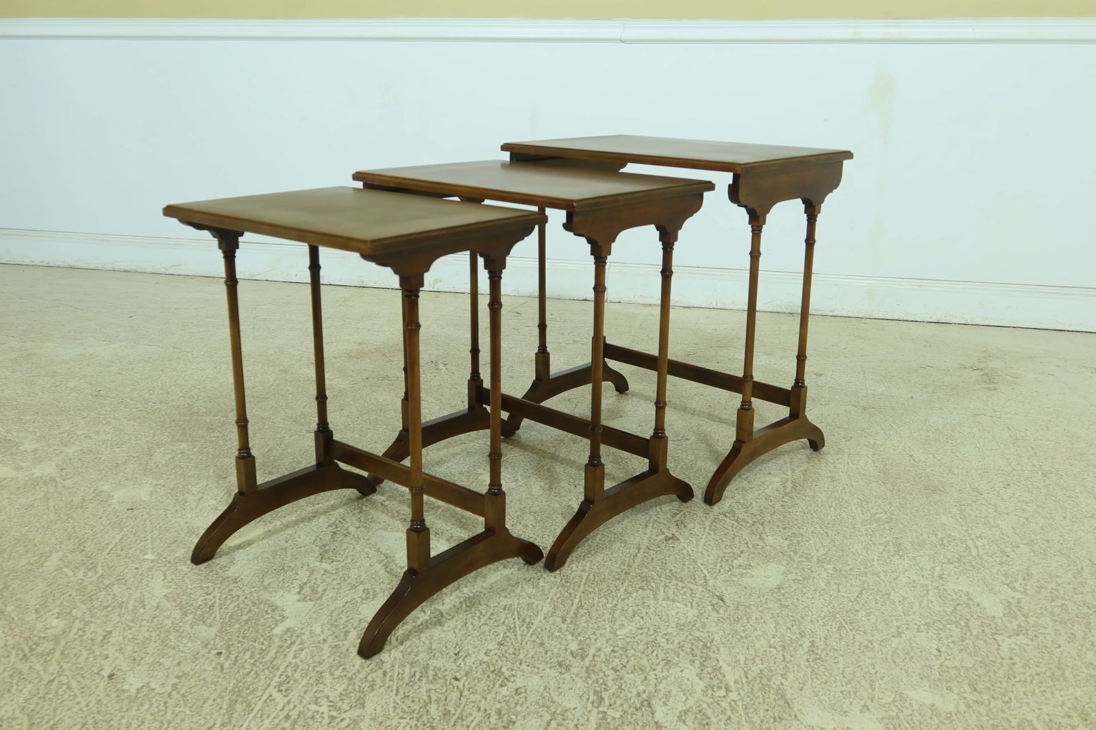 Statton 1981 Solid Cherry 3 Stack Nesting Tables Traditional Style - 5