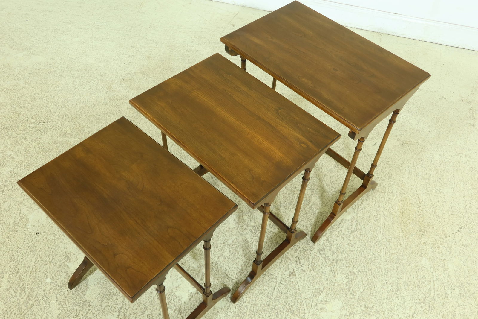 Statton 1981 Solid Cherry 3 Stack Nesting Tables Traditional Style - 6