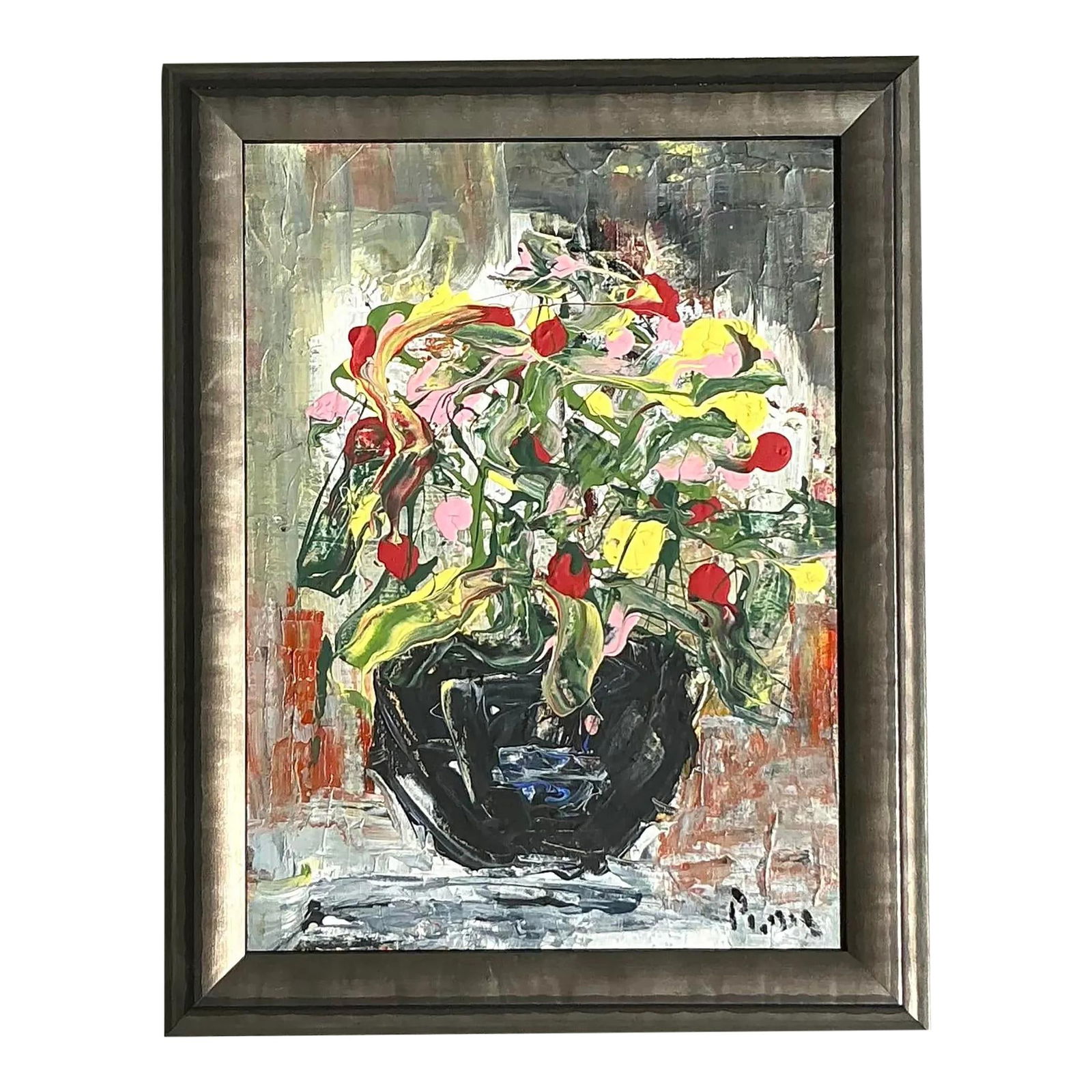 Vintage Boho Andrew Plum Abstract Floral Canvas Art 14.75x18.75 Red: Vintage Boho Andrew Plum Abstract Floral Canvas Art 14.75x18.75 Red Elevate your decor with this Vintage Boho Andrew Plum Abstract Floral Painting. This original artwork showcases vibrant colors and f