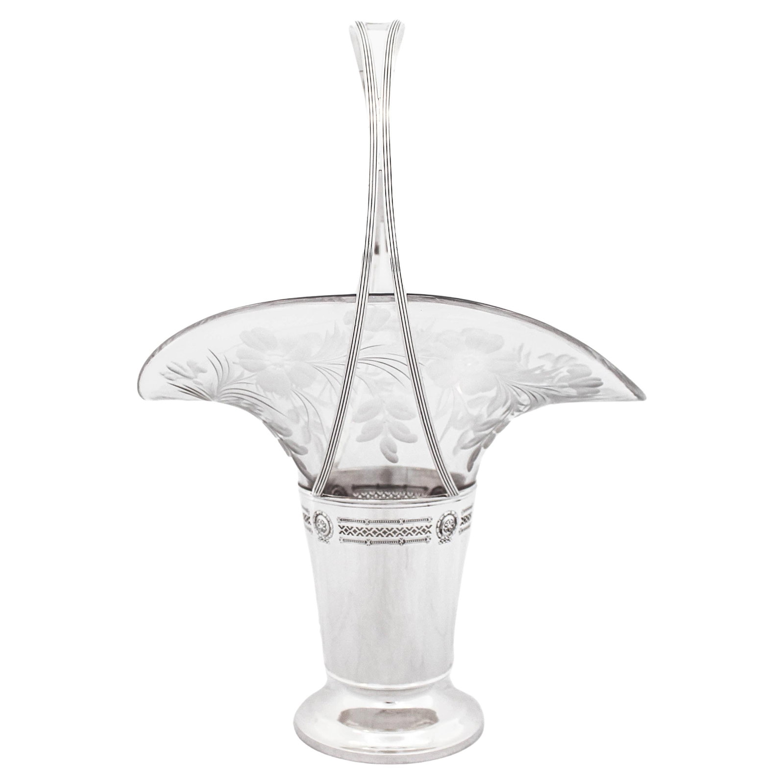Dominick & Haff Sterling Silver Vase Basket 1930 with Glass Liner (1 of 8)