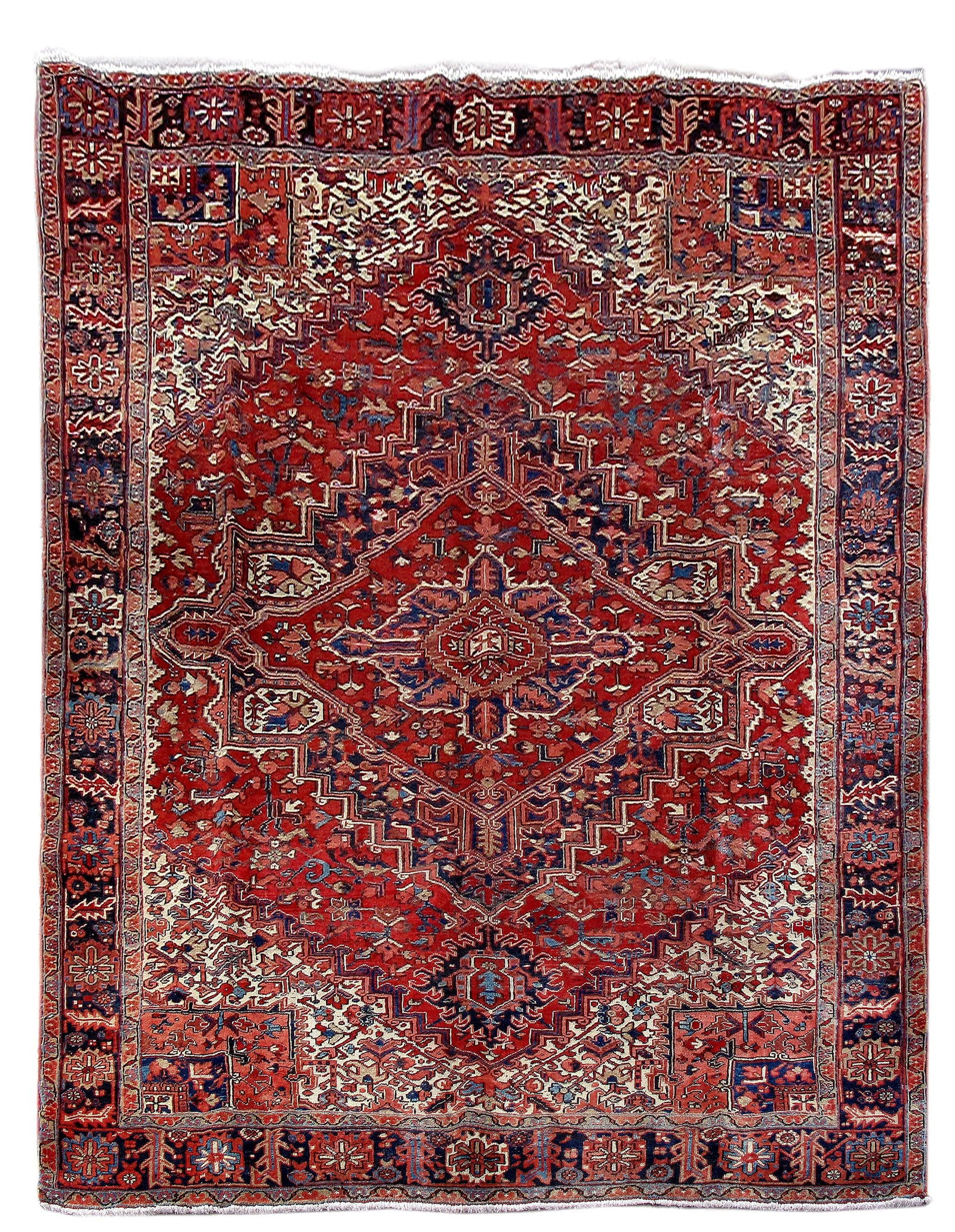 Handcrafted Persian Heriz Rug 8'9 x 11'5 Silk-like Pile: Handcrafted Persian Heriz Rug 8'9 x 11'5 Silk-like Pile Free continental US Shipping Experience the luxurious charm of this handcrafted Persian Heriz rug, featuring traditional designs woven with a si