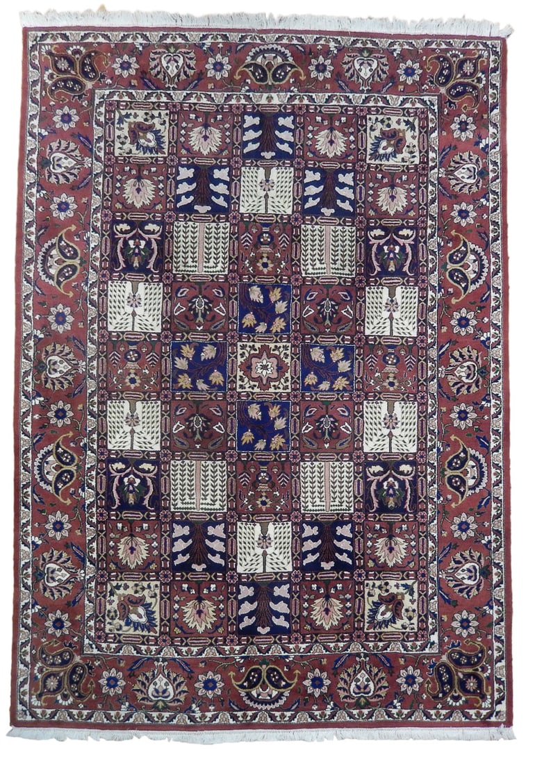 Vintage Bakhtiari Garden Carpet 8.3 x 11.3 Feet: Vintage Bakhtiari Garden Carpet 8.3 x 11.3 Feet Free continental US Shipping This stunning Vintage Estate Rug features a beautiful Bakhtiari Garden design, measuring 8.3 x 11.3 feet. Crafted with meti