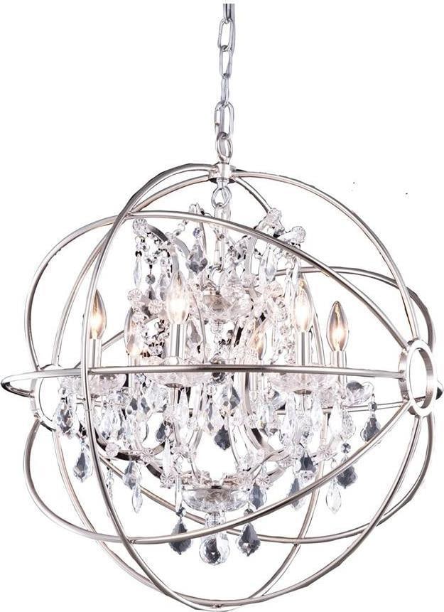 Elegant Lighting Geneva 6-Light Pendant Lamp Polished Nickel Royal-Cut Crystal: Elegant Lighting Geneva 6-Light Pendant Lamp Polished Nickel Royal-Cut Crystal Illuminate your space with the elegant Geneva 6-Light Pendant Lamp, featuring a stunning polished nickel finish. This tra