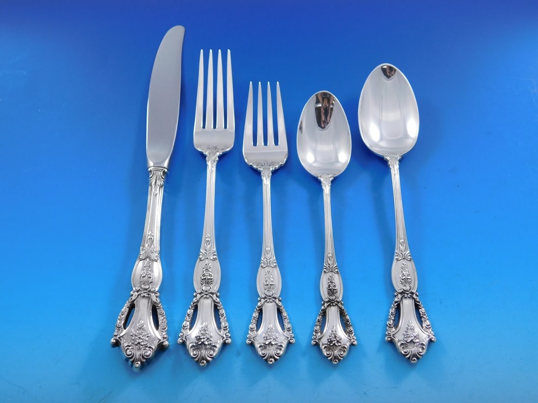 Tuttle Beauvoir Sterling Silver Flatware Set for 12 63 Pieces with Storage Chest: Tuttle Beauvoir Sterling Silver Flatware Set for 12 63 Pieces with Storage Chest Enhance your dining experience with the exquisite Beauvoir Sterling Silver Flatware Set by Tuttle, designed to serve 12