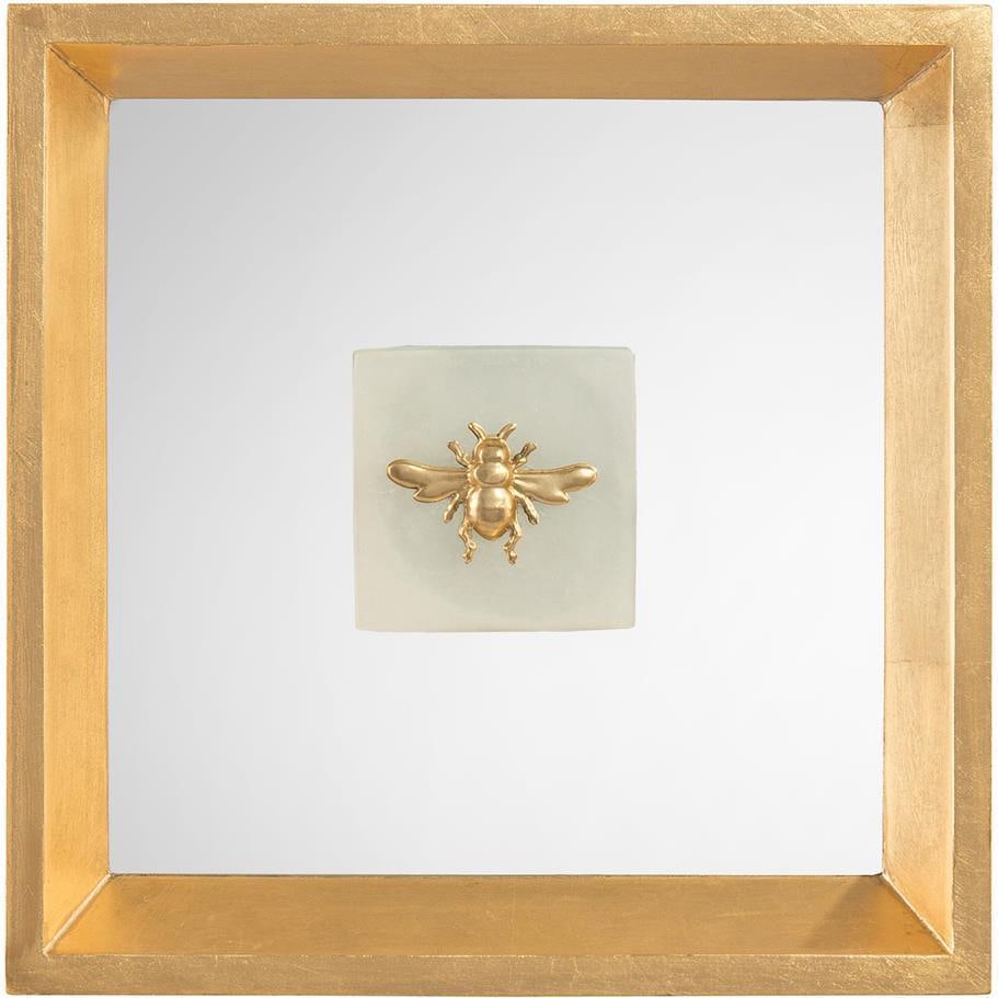 John-Richard Victorian Style Mirrored Alabaster Brass Bee Art: John-Richard Victorian Style Mirrored Alabaster Brass Bee Art This exquisite piece of art features an elegant design of a bee crafted from translucent alabaster brass mirror, perfect for adding a touc