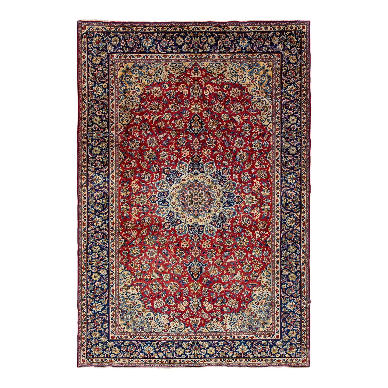 Vintage Handmade Persian Wool Rug Multicolor Motif Red 8'3 x 12'4: Vintage Handmade Persian Wool Rug Multicolor Motif Red 8'3 x 12'4 Enhance your living space with this stunning Vintage Handmade Wool Rug, featuring a vibrant multicolor allover motif set against a ric